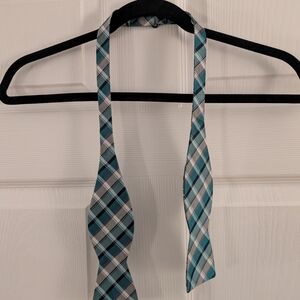 Plaid Self-Tie Bow Tie from The Tie Bar in Teal Plaid - Silk and Linen